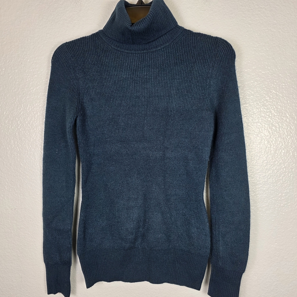 French Connection Womens‎ Babysoft Ribbed Turtleneck Sweater Deep Teal Size XS